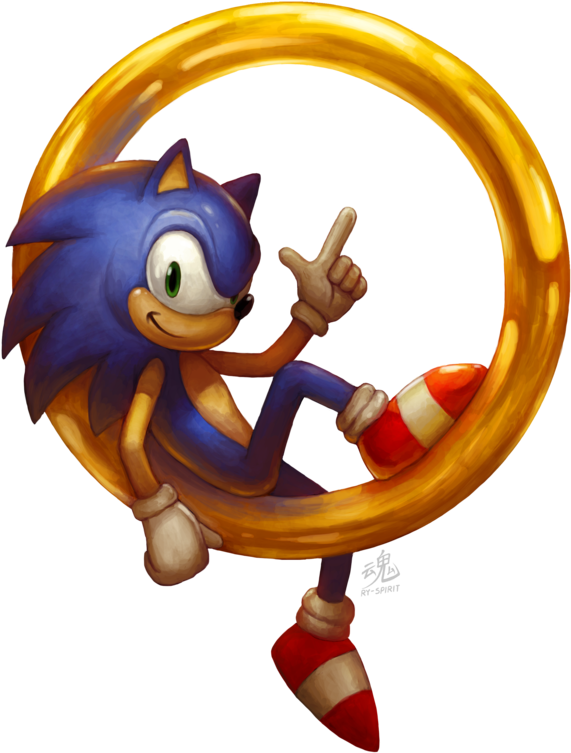 Sonic_with_ Golden_ Ring_ Illustration PNG
