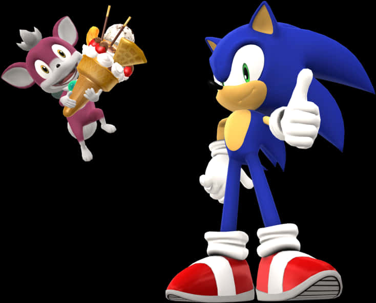 Sonicand Friend With Ice Cream PNG