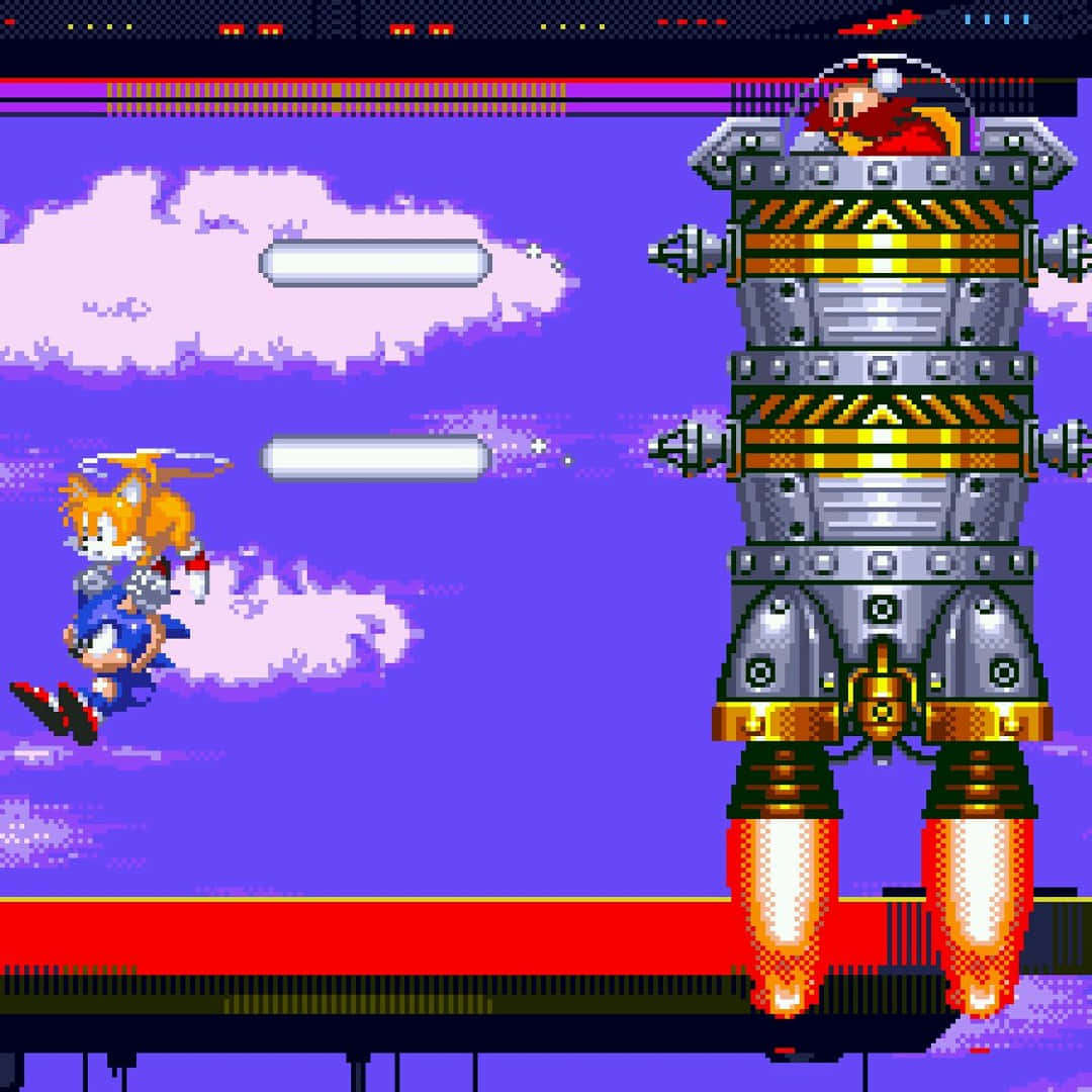 Sonic En Tails Strijd Tegen Robotnik Achtergrond