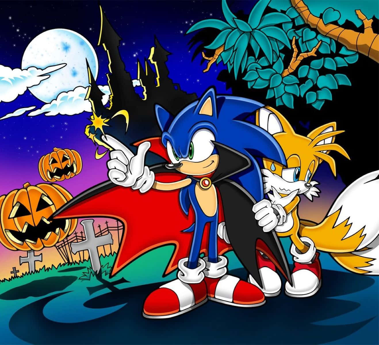 Sonic En Tails Halloween Avontuur Achtergrond