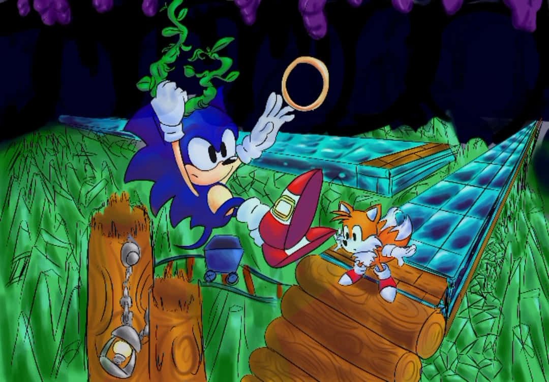 Sonic En Tails Mystic Cave Zone Achtergrond