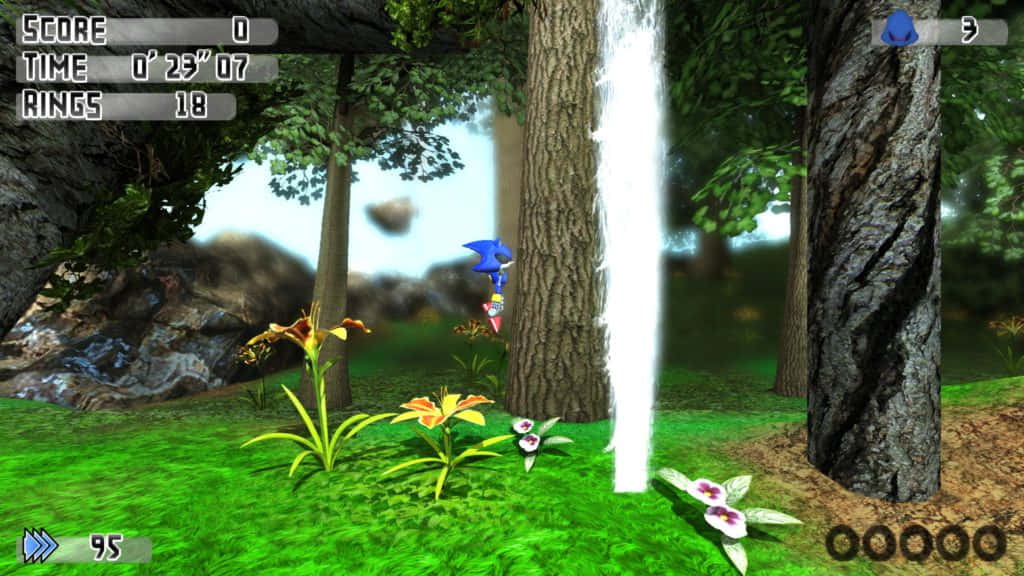 Sonic In Groene Bos Gameplay Achtergrond