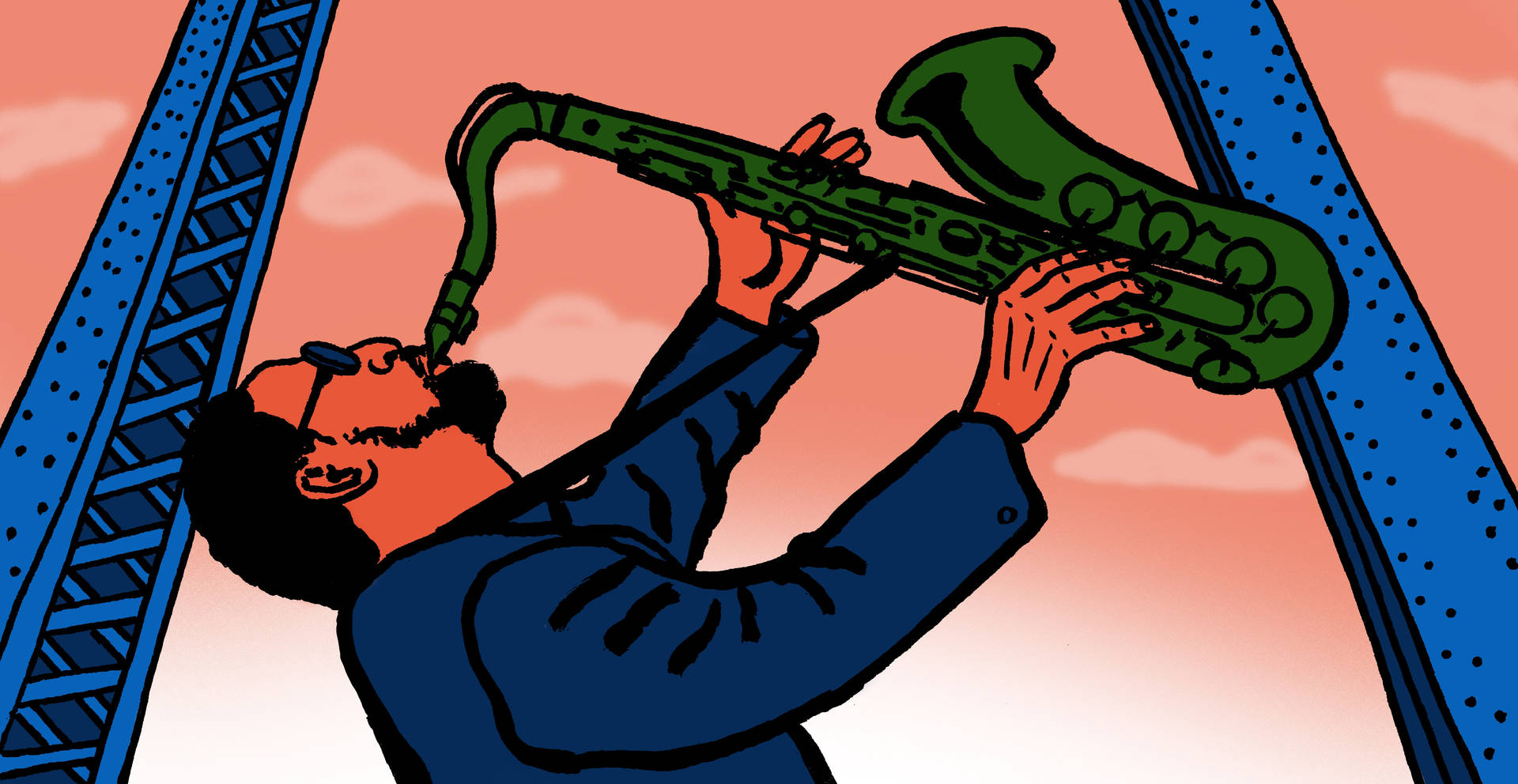 Sonny Rollins med et saxofon kunstværk stil Tapet Wallpaper