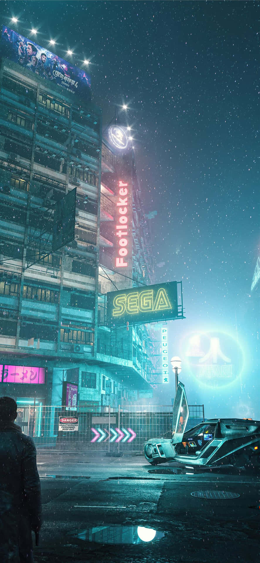 Cyberpunk By - en by med en fremtidig by skyskraber i en dystopisk neon landskab Wallpaper