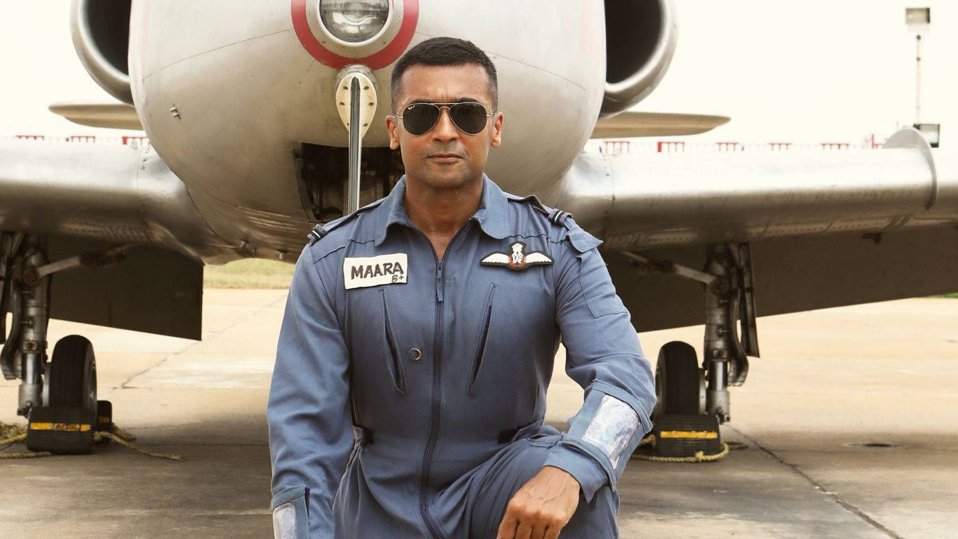 Soorarai Pottru Suriya In Pilot Uniform Background