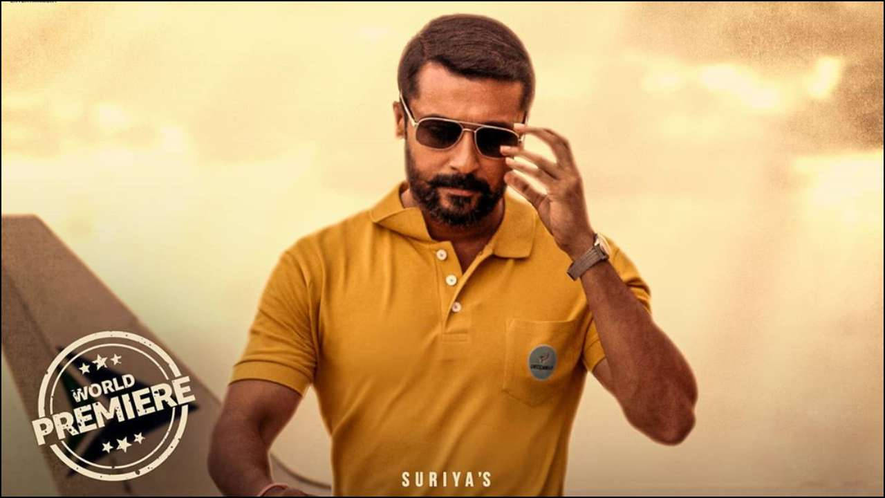 Soorarai Pottru Suriya In Yellow Shirt With Plane Background
