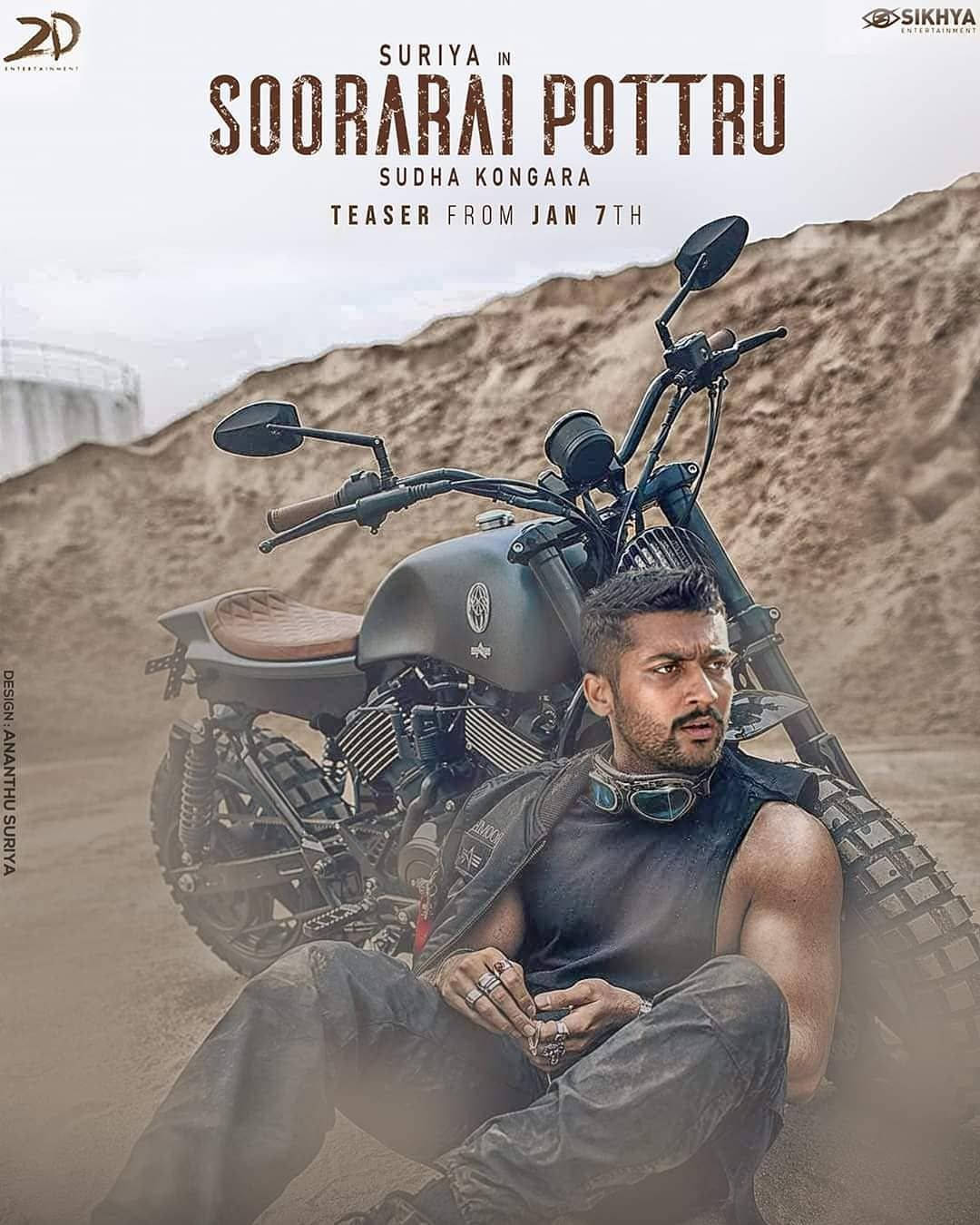 Soorarai Pottru Suriya On Motorcycle Background