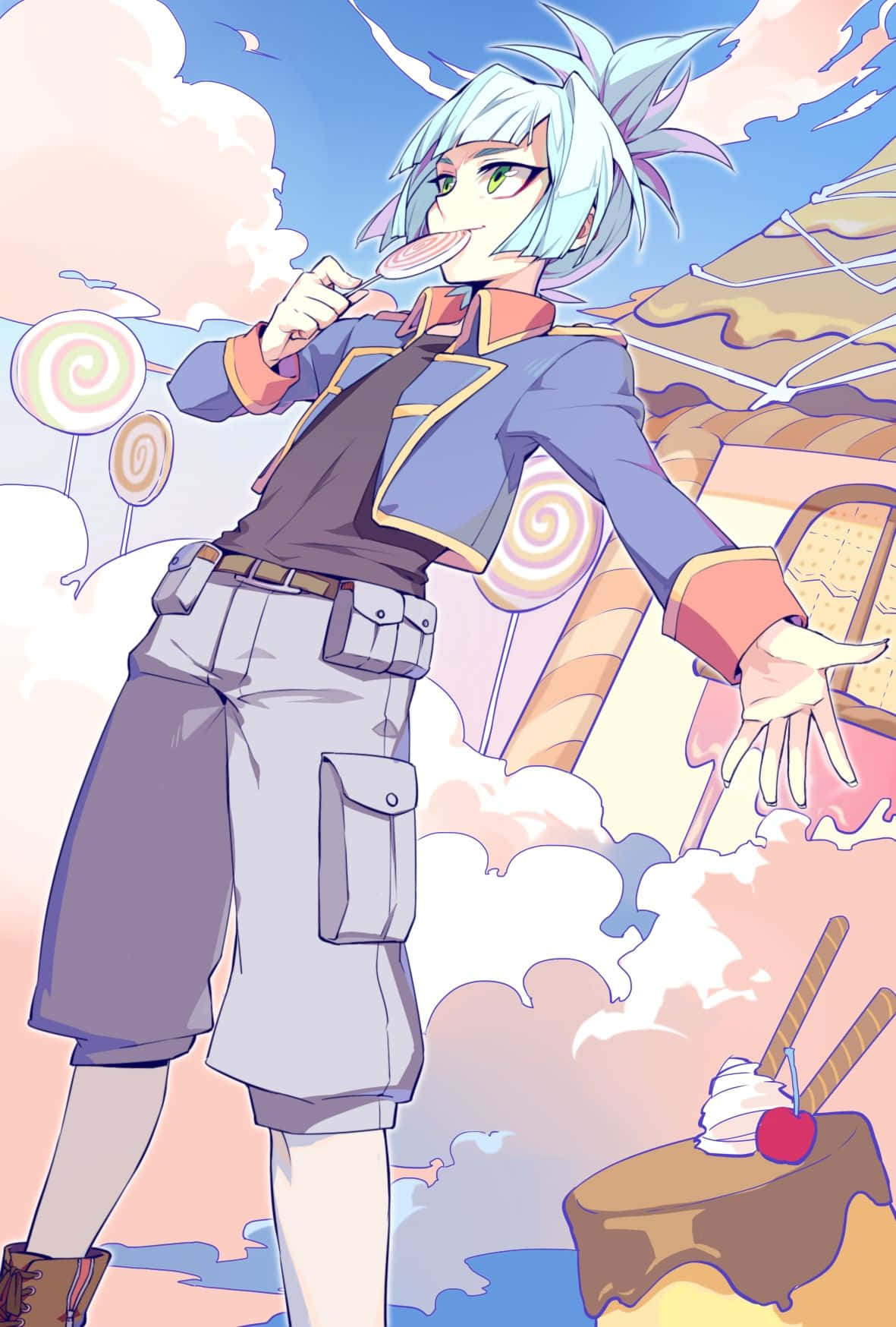 Sora Shiunin, a confident duelist, ready for action Wallpaper