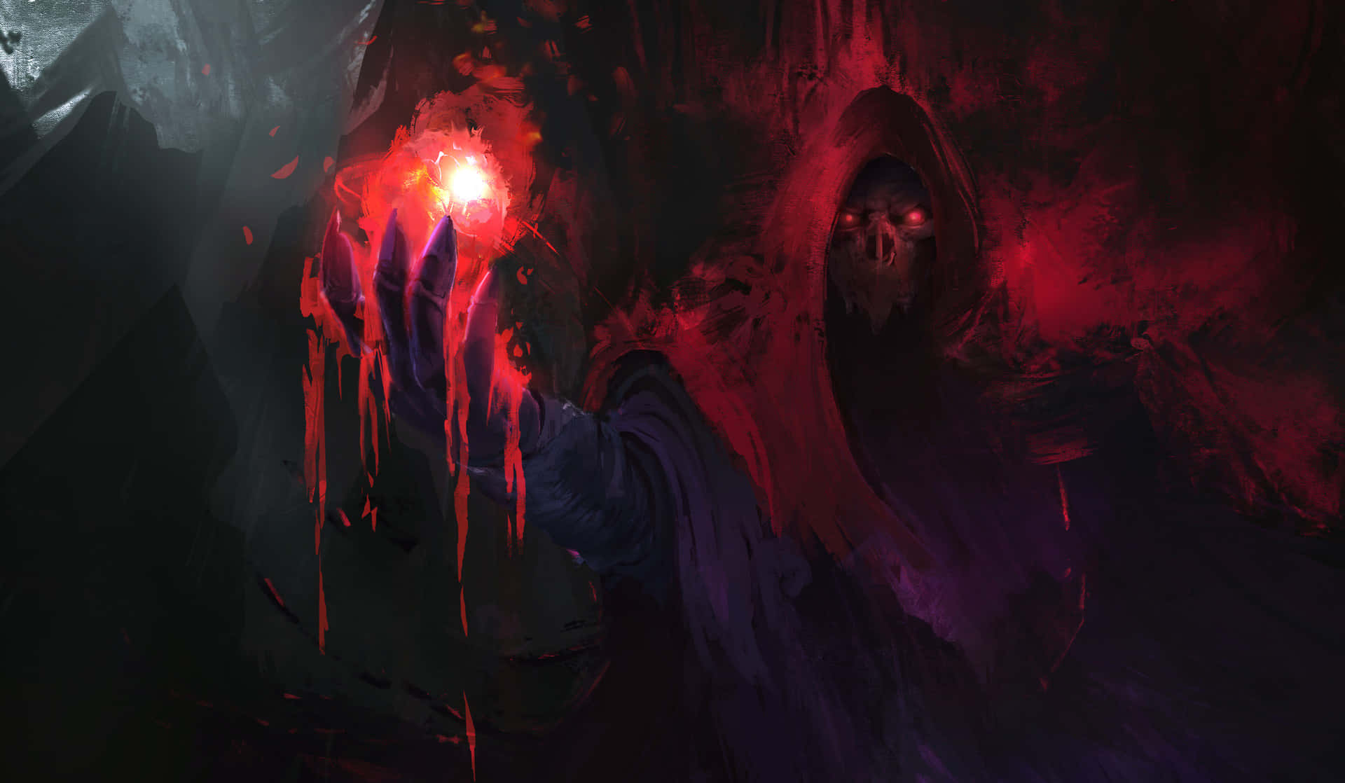 Enigmatic Sorcerer Casting a Powerful Spell Wallpaper