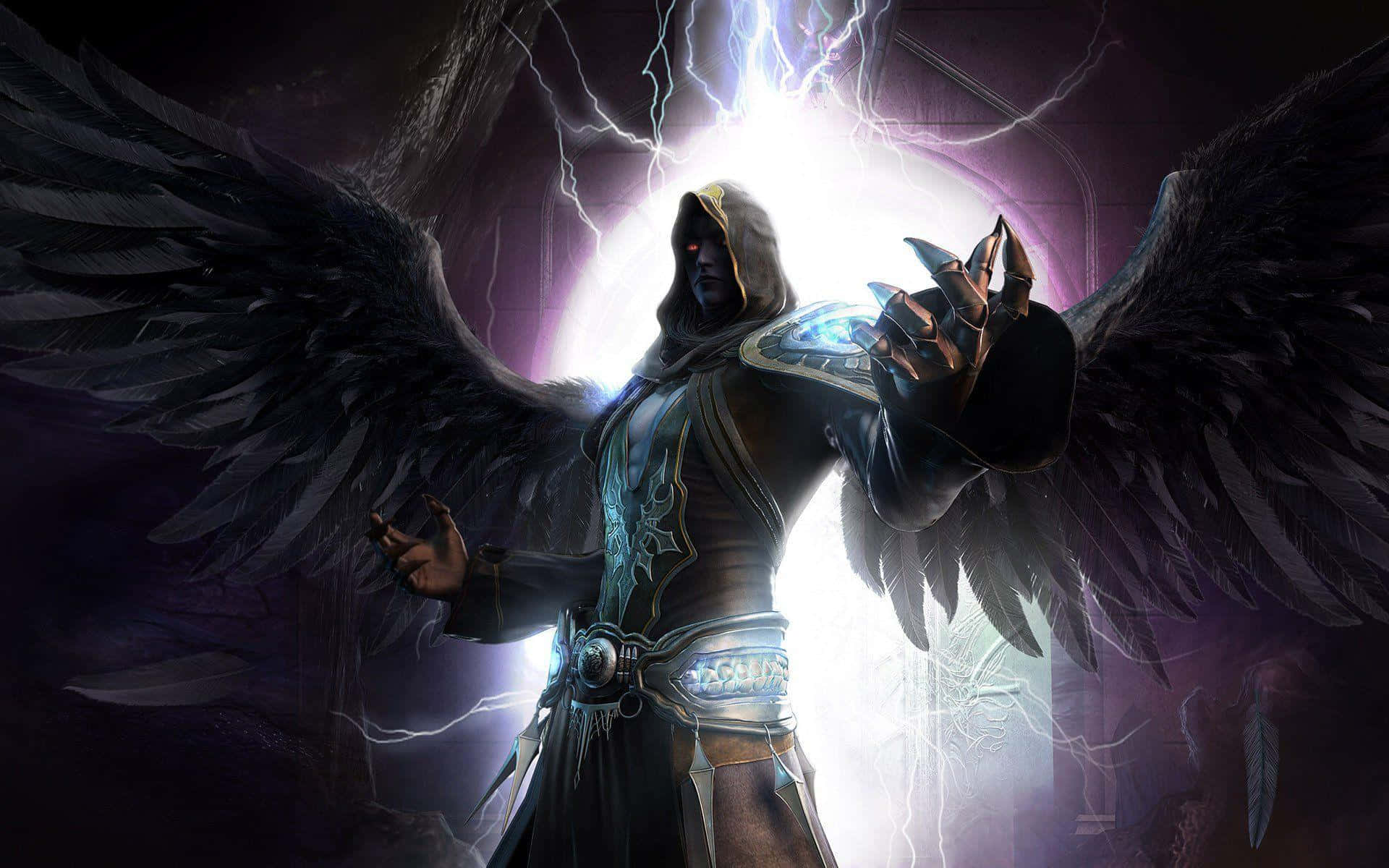 Mystical sorcerer wielding magical power in a dark fantasy atmosphere Wallpaper