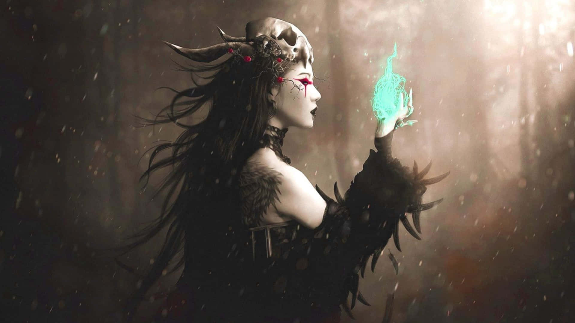 Sorceress_ Summoning_ Mystical_ Energy Wallpaper