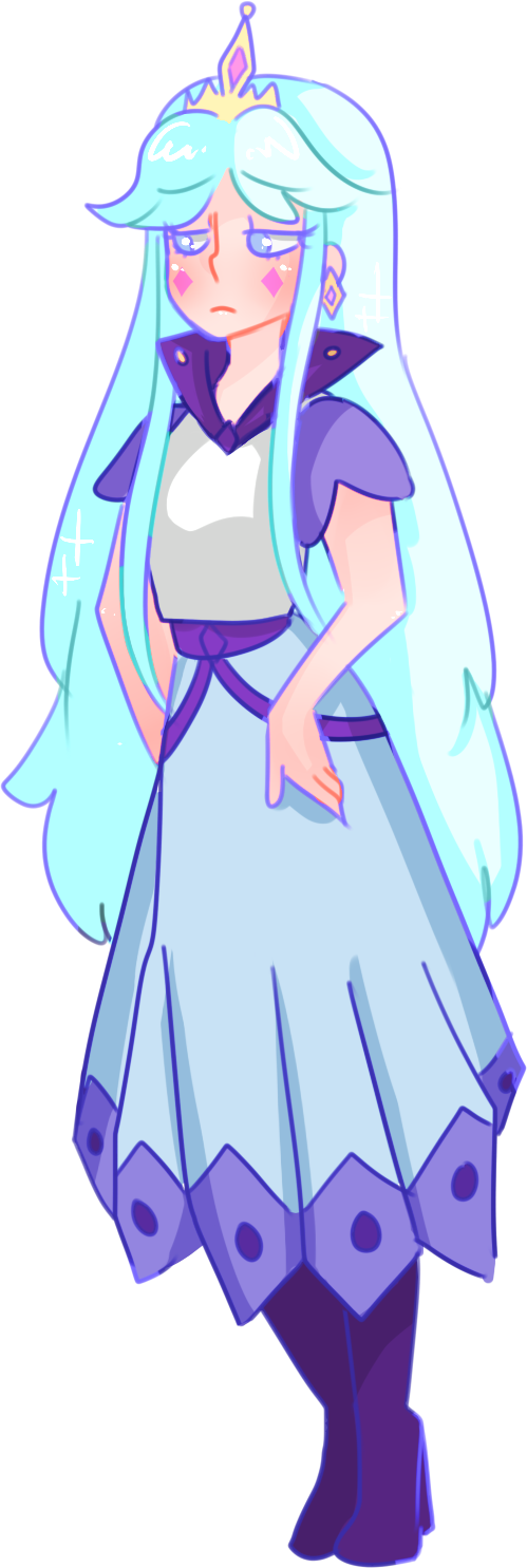 Sorrowful Blue Haired Princess PNG