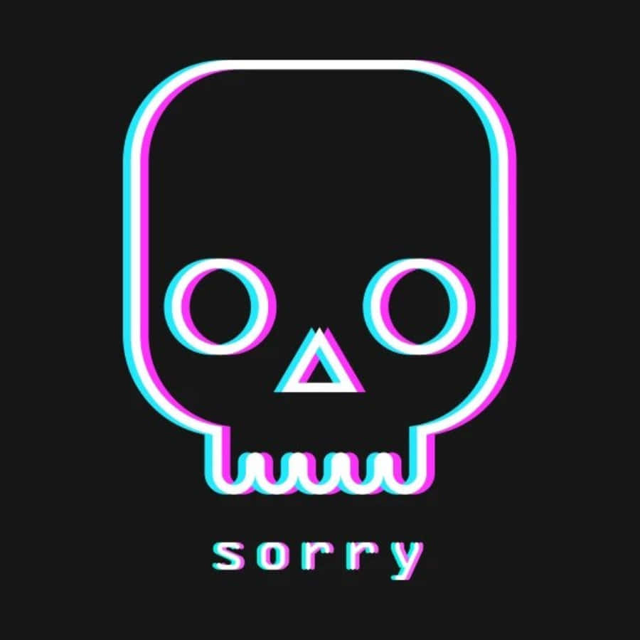 Sorry Skull Neon Glitch Picture