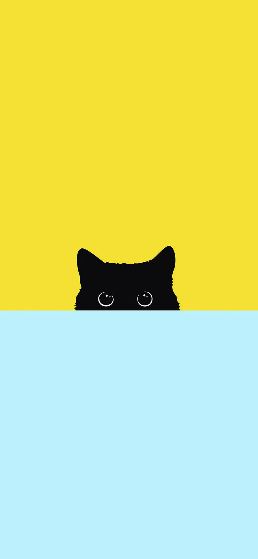 Sort Kitty Minimalistisk Android Wallpaper