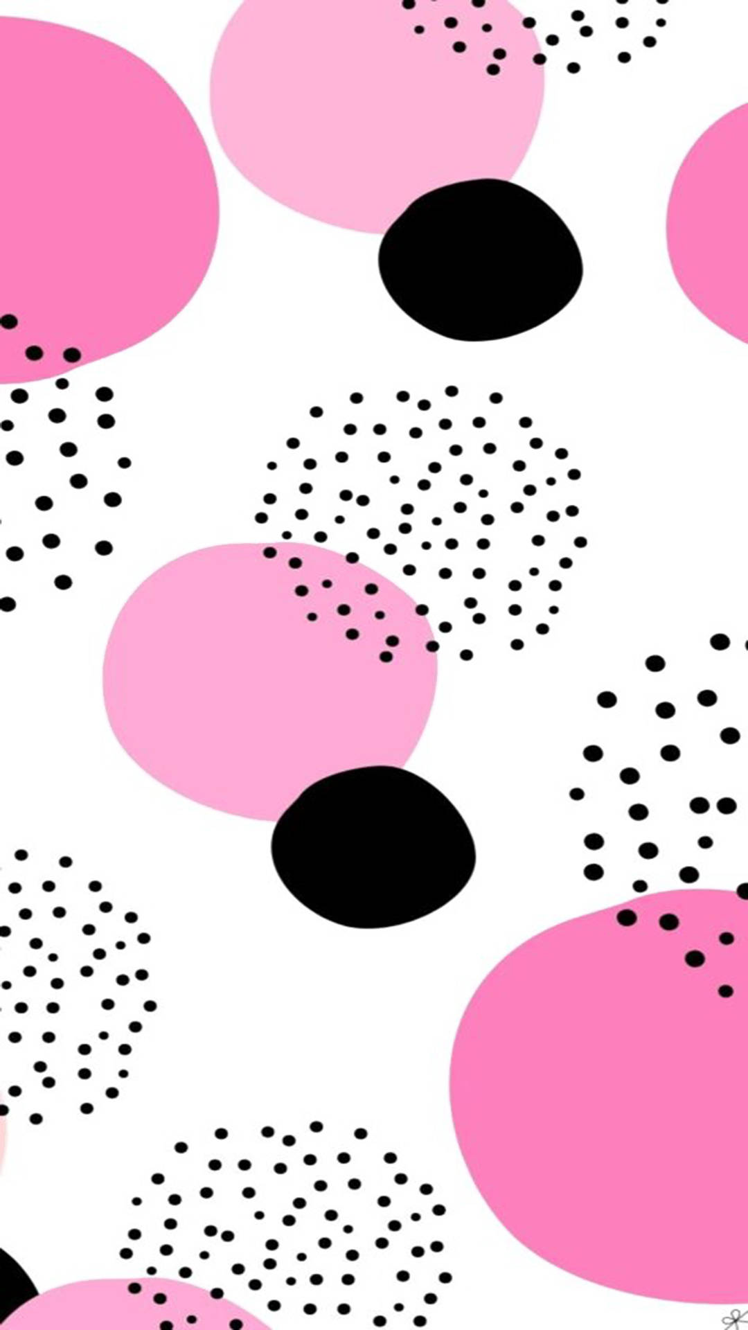 Sort Og Pink Æstetisk Polka Dot Wallpaper