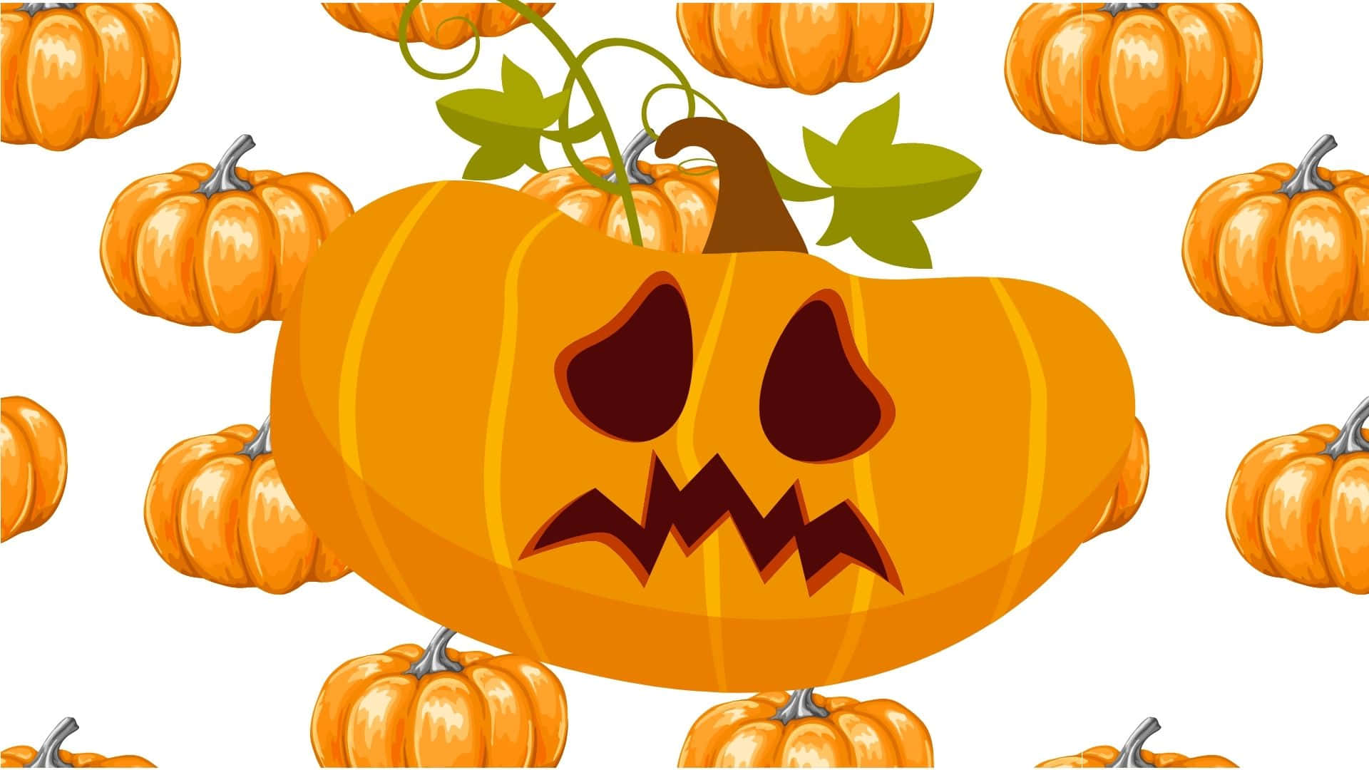 Søtt Lite Gresskar Omgitt Av Høstblader Bakgrunnsbildet