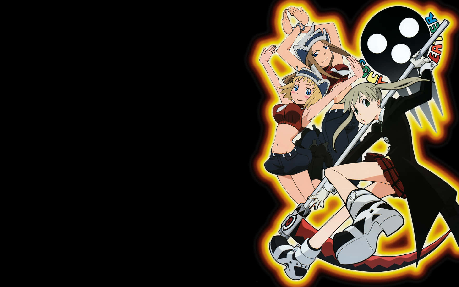 Souleater Hintergrund Mit Liz, Maka Und Patty