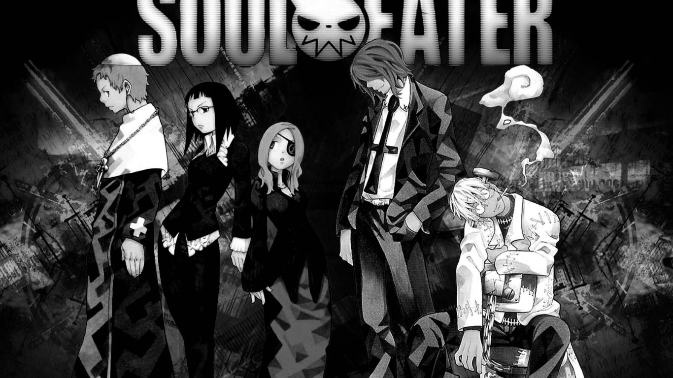 Personagensdo Soul Eater Em Grafite Preto. Papel de Parede