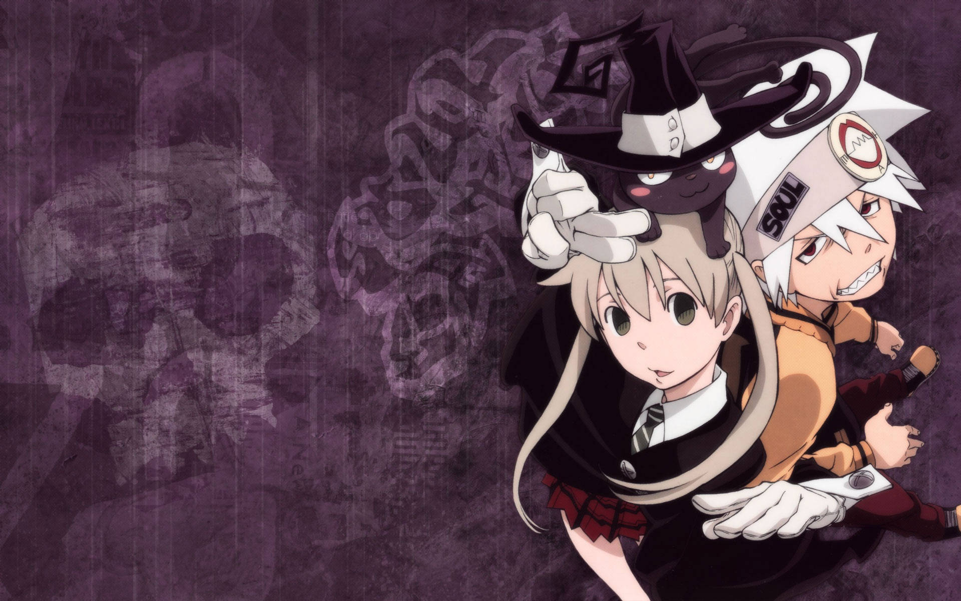 A moment of synergy between Soul Eater Evans and Maka Albarn Wallpaper