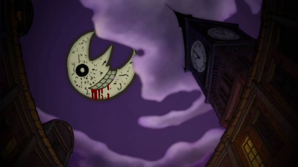 Soul Eater Moon Behind Clock Tower Wallpaper