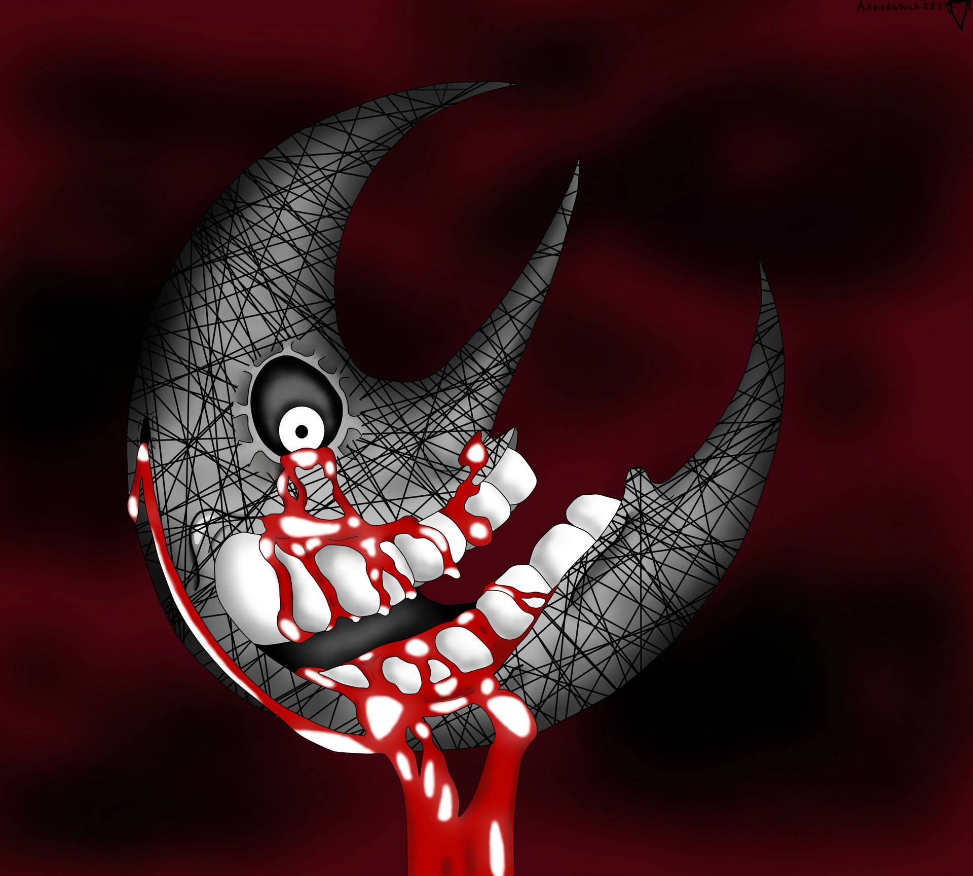 Eerie Red Soul Eater Moon Illuminating the Night Sky Wallpaper