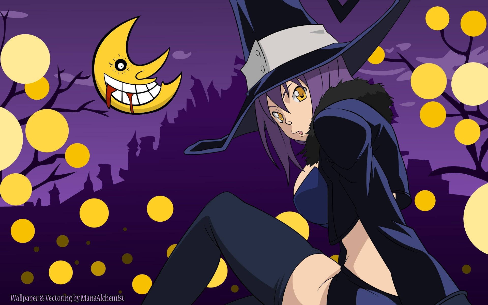 Soul Eater Moon With Blair Wallpaper