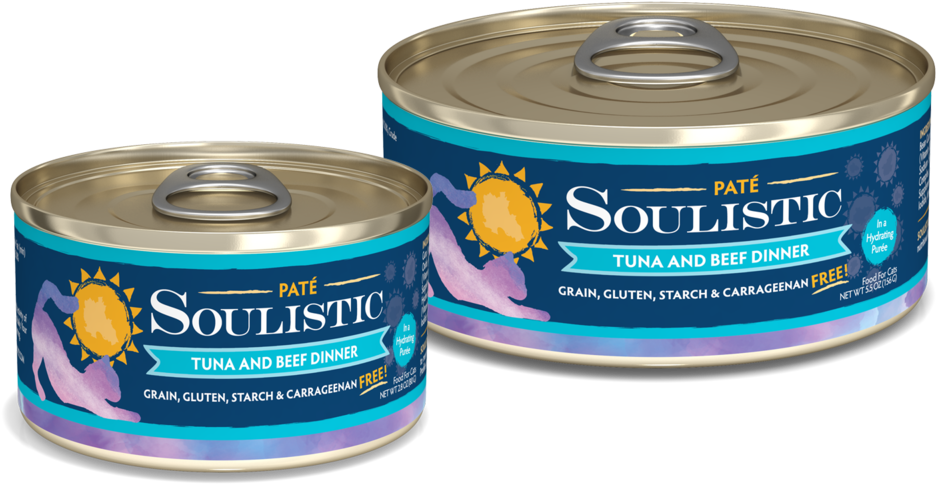 Soulistic Tunaand Beef Dinner Cat Food Cans PNG