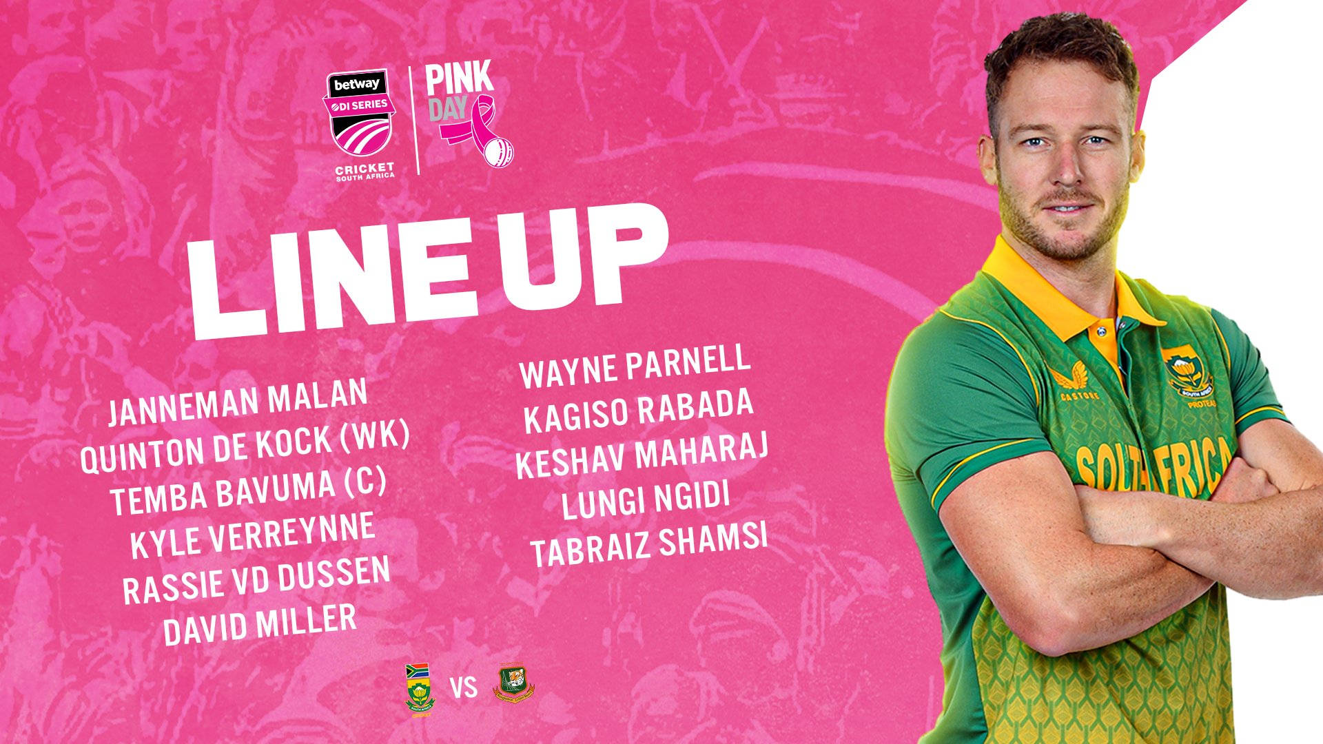 Afrika Syd Cricket Pink Lineup Banner Wallpaper