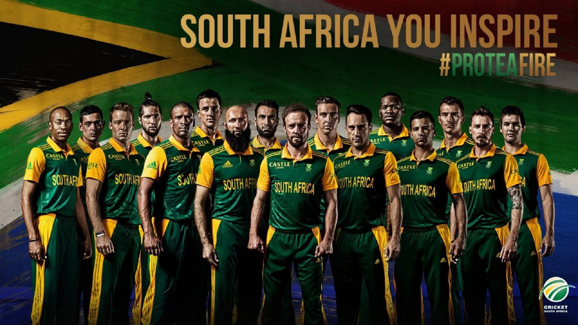 South Africa Cricket Team Poster: Poster af det sydafrikanske cricket-hold Wallpaper