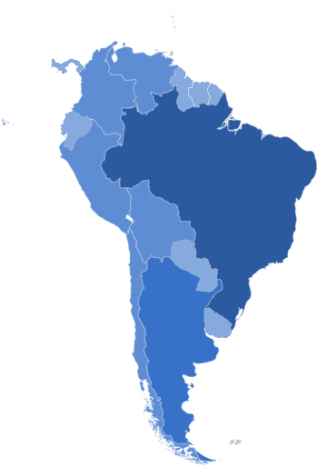 South America Blue Gradient Map PNG