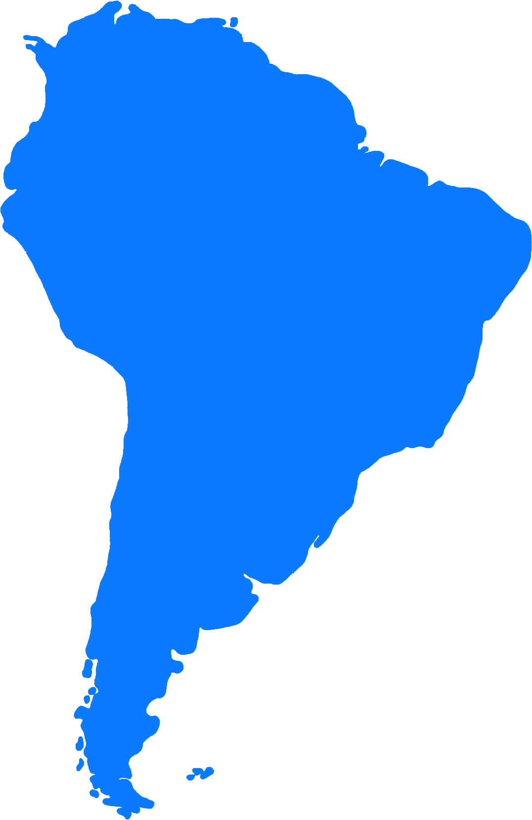 South America Blue Map Silhouette PNG