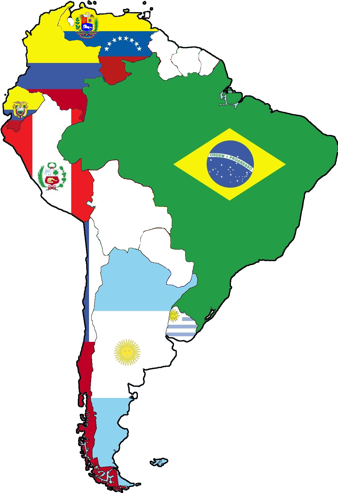 South America Mapwith Flags PNG
