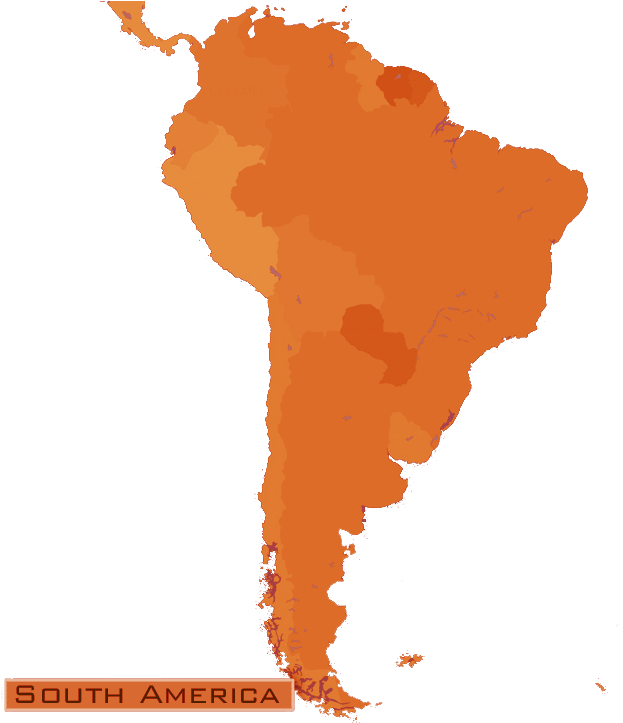 South America Orange Map PNG