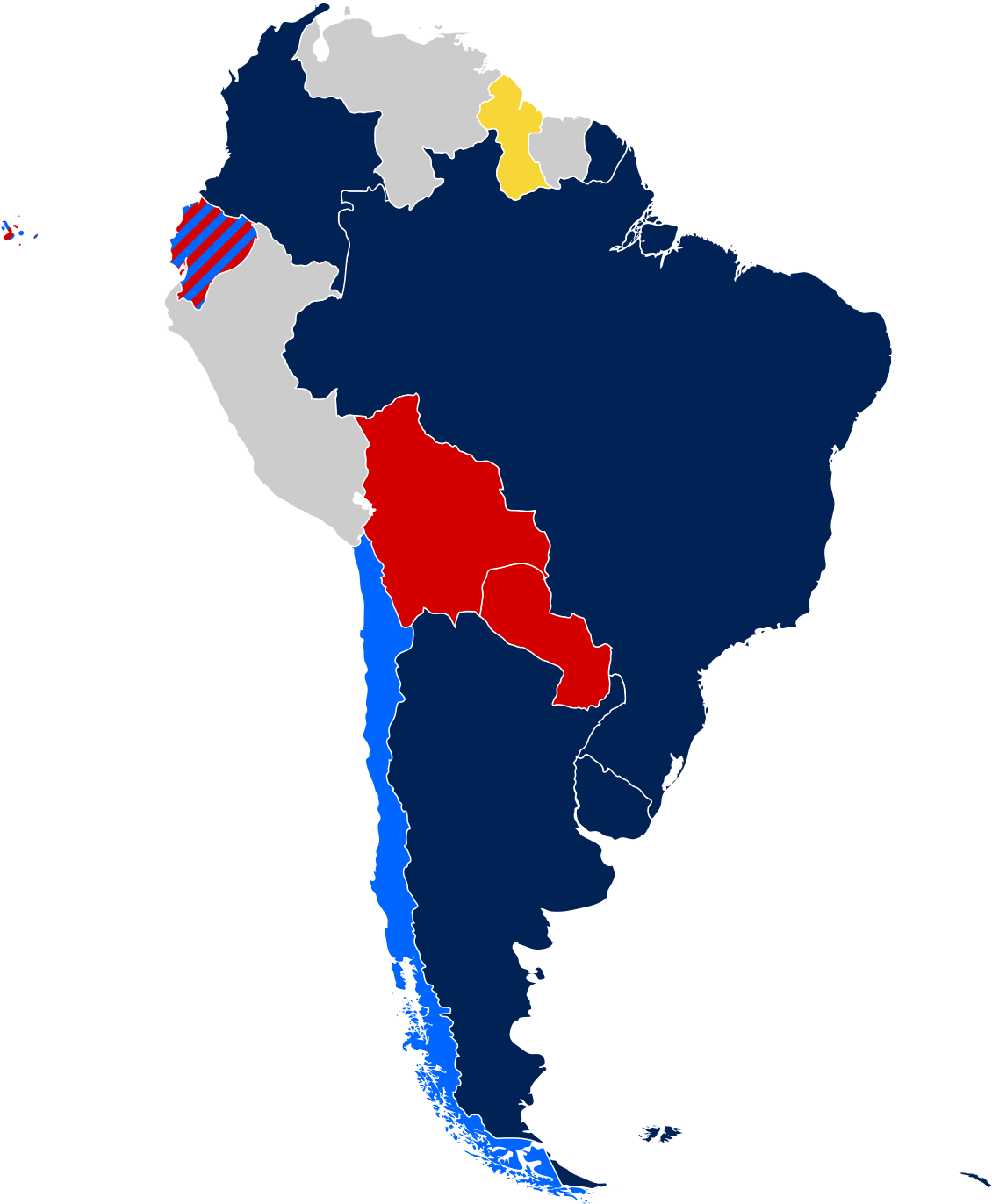 South America Political Alliance Map PNG