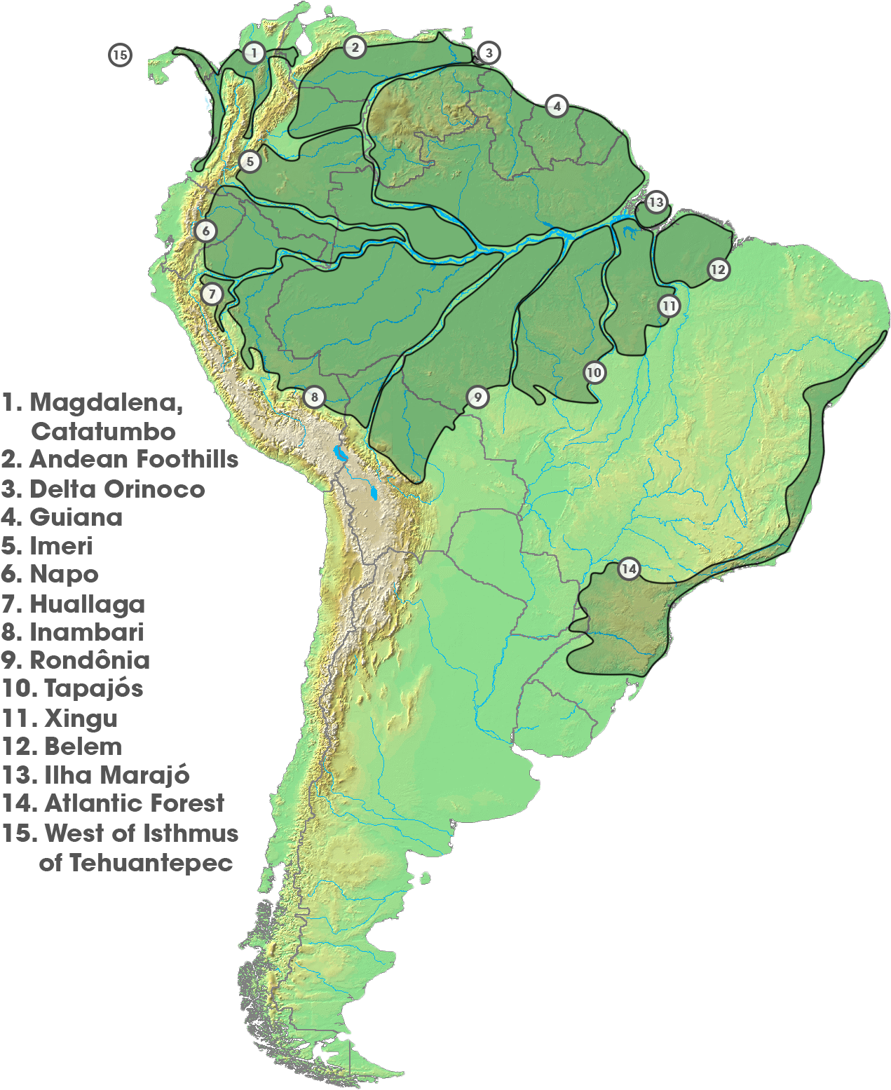 South American River Basins Map PNG