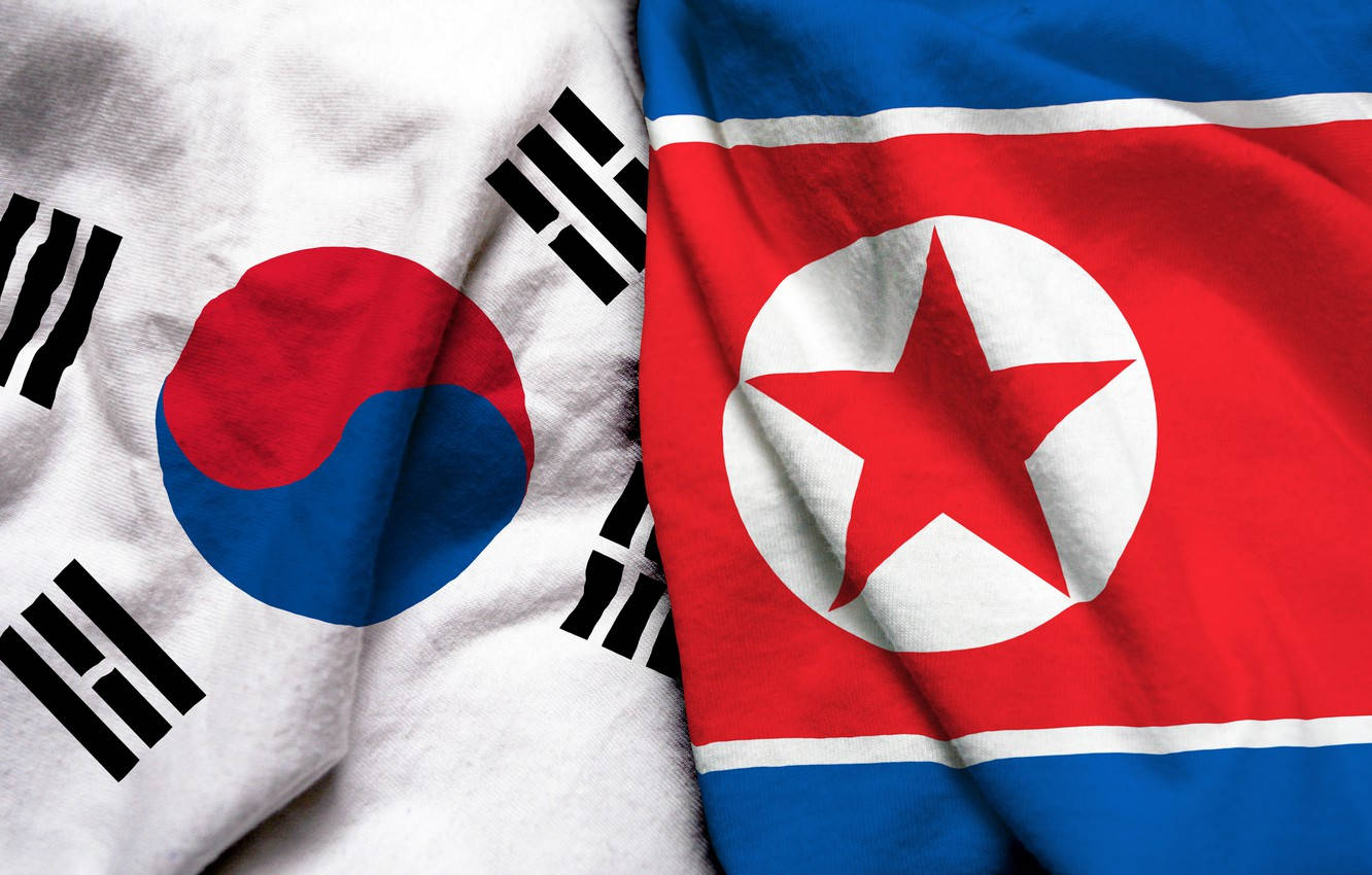 South And North Korea Flags