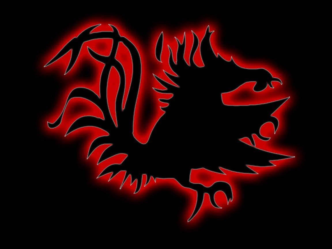 South Carolina Gamecocks Black Logo Glowing Red Wallpaper