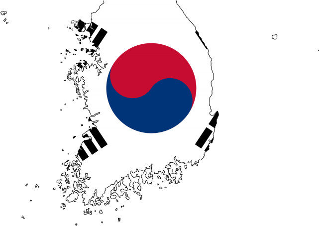 South Korea Flag Map Illustration PNG