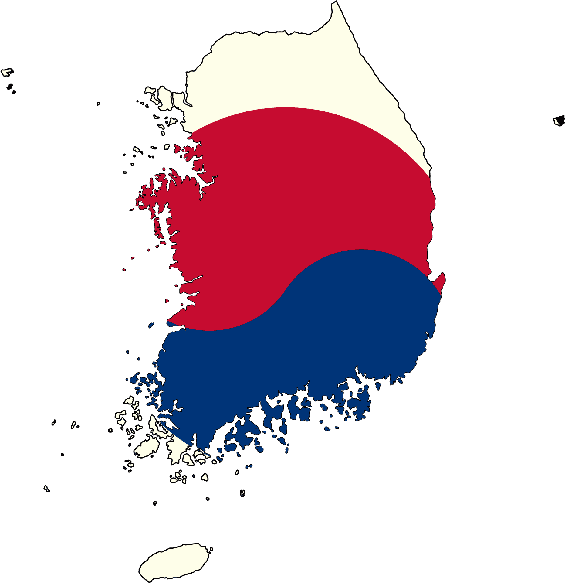 South Korea Flag Map PNG