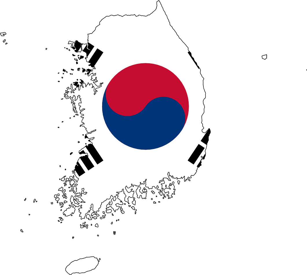 South Korea Flag Map PNG