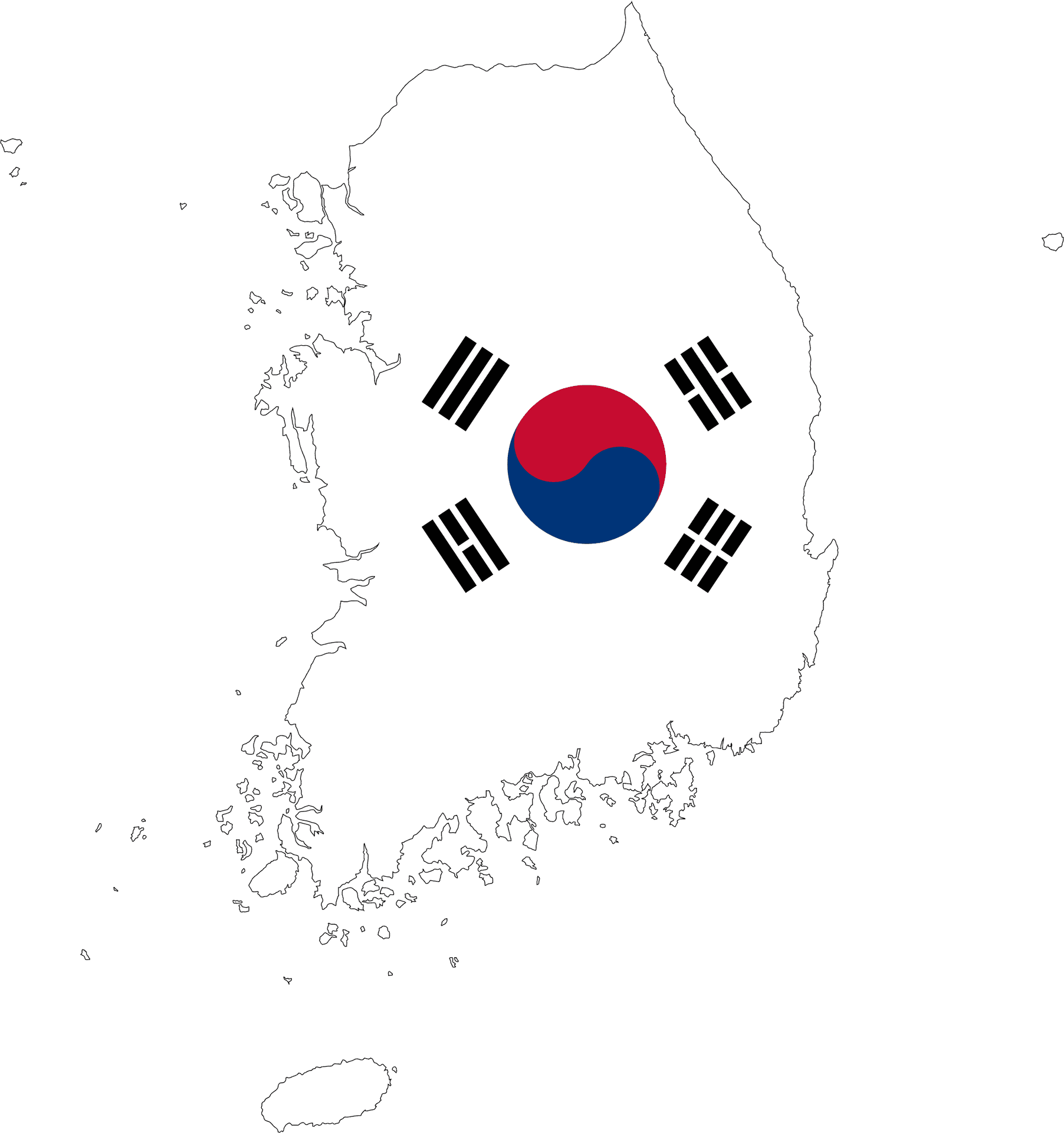 South Korea Mapwith Flag PNG
