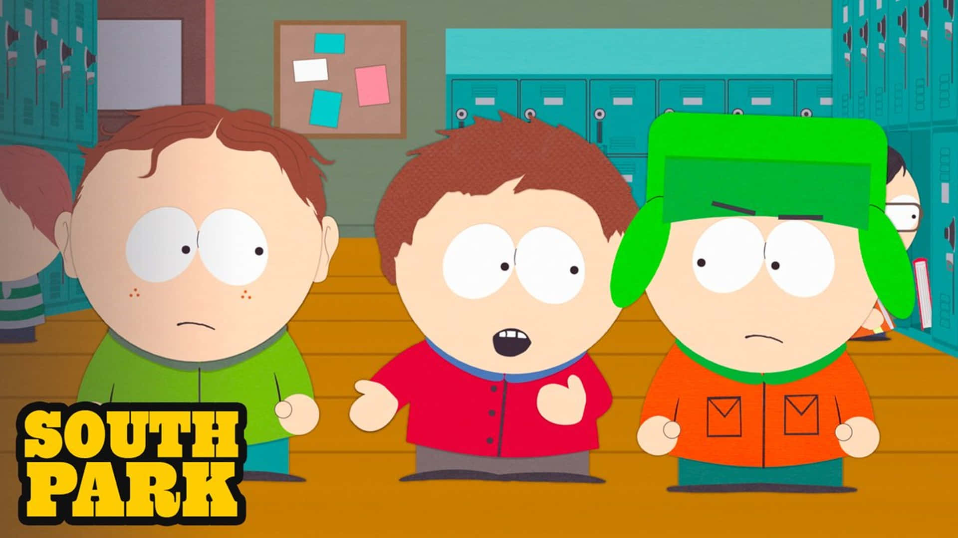 Billeder af South Park dækker computeren.