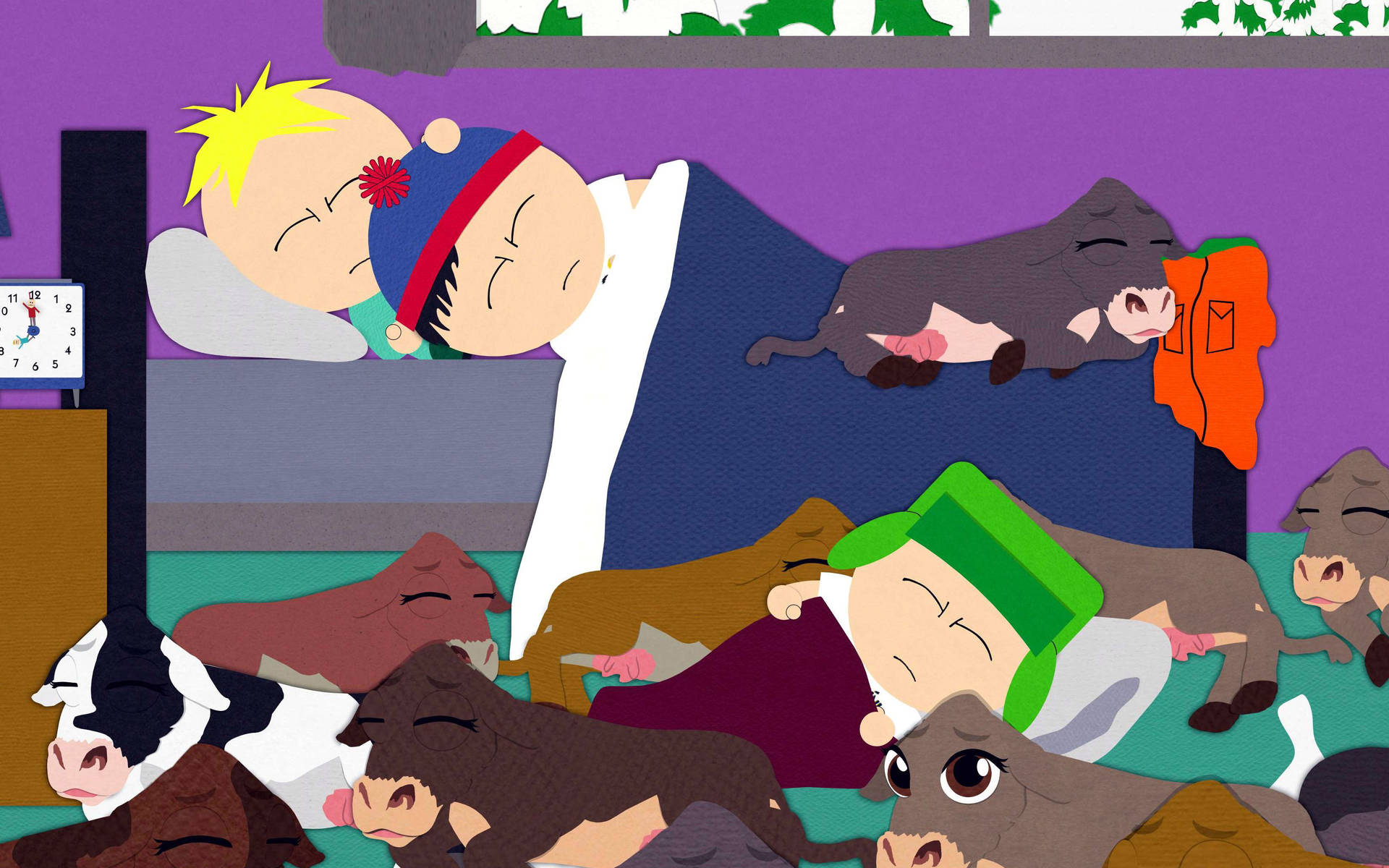 South Park Characters With Cows Background