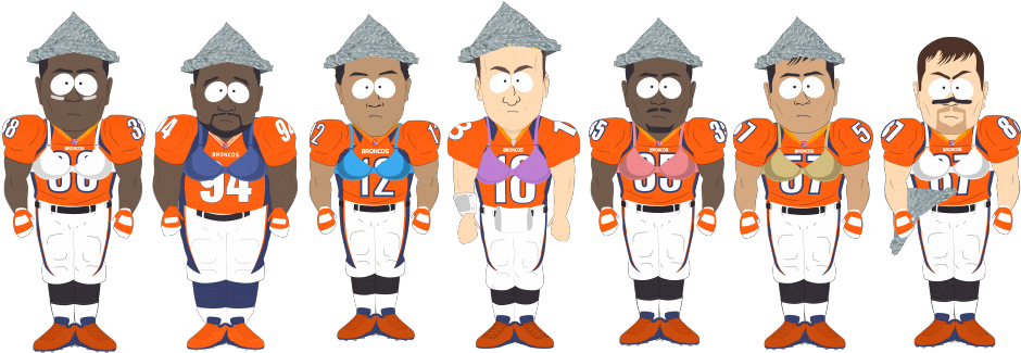 South Park Styled Denver Broncos Characters PNG
