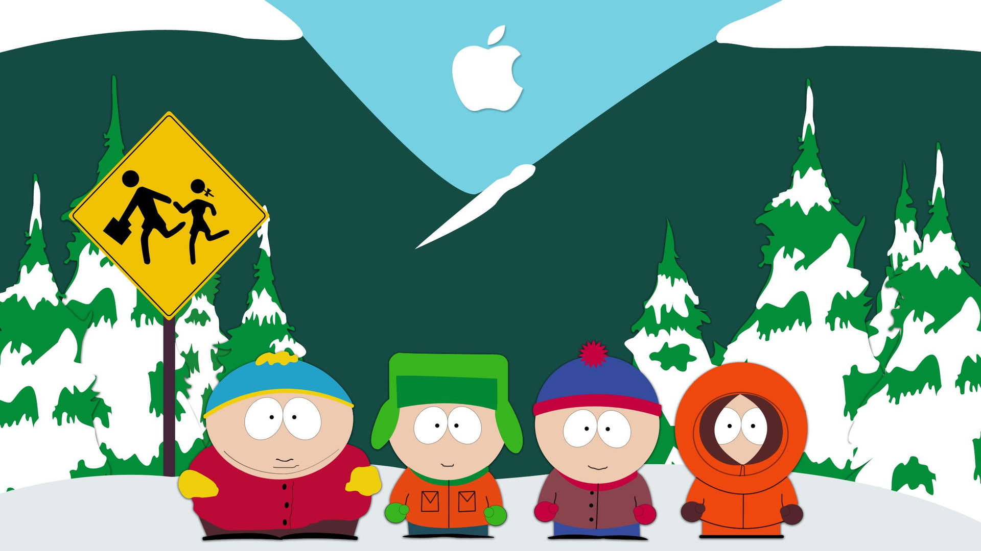 South Park With Apple Logo Art Wallpaper
