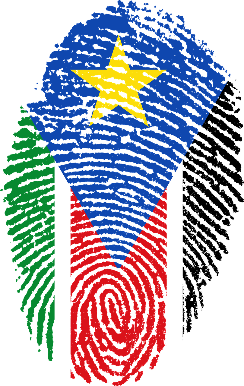 South Sudan Flag Fingerprint Art PNG