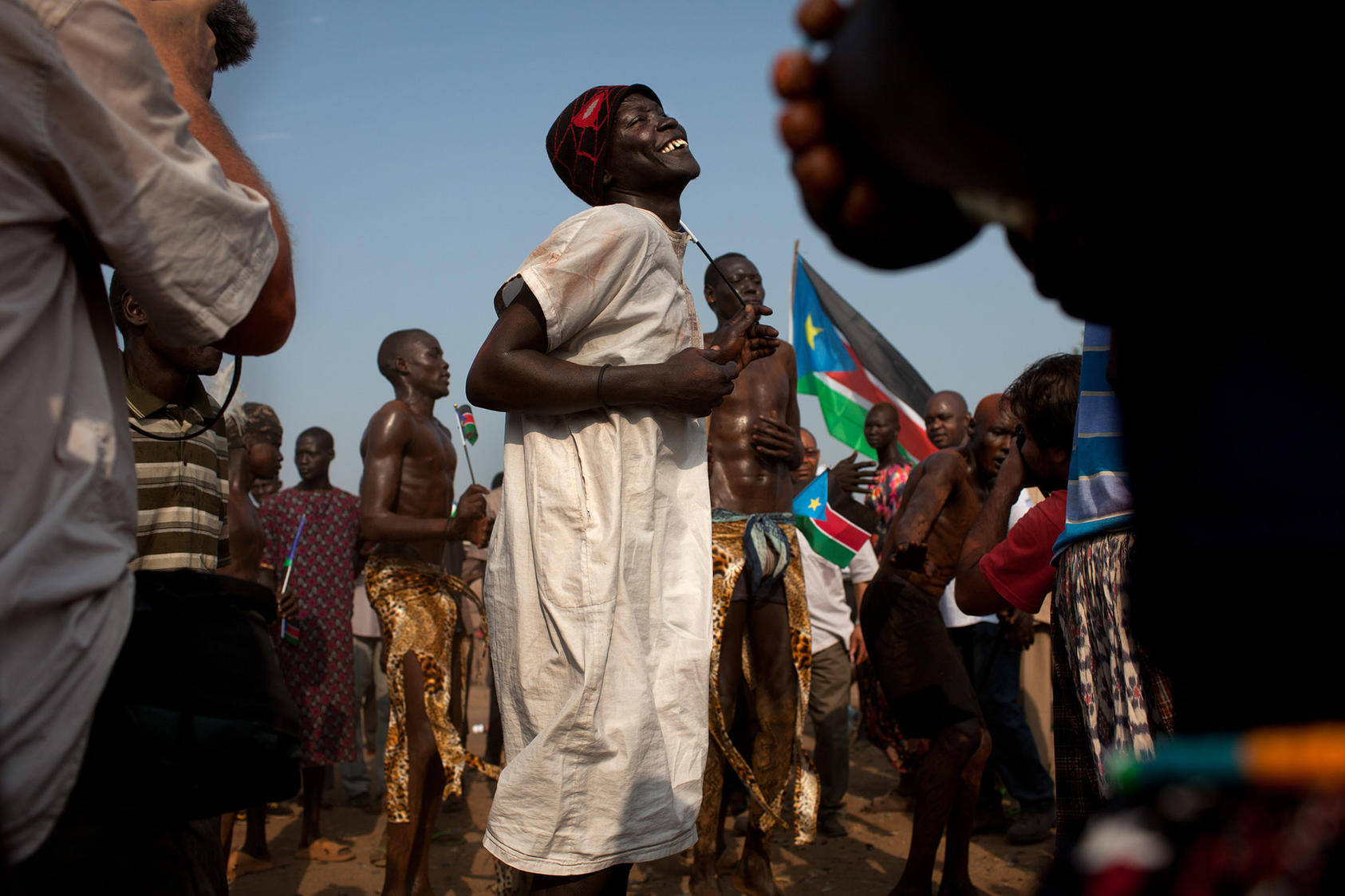 Celebrazionifelici Della Bandiera Del Sudan Del Sud Sfondo