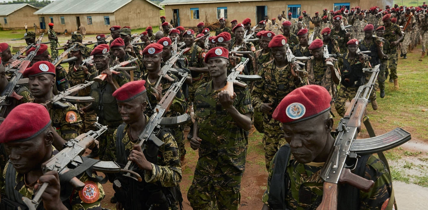 South Sudanese Soldiers in Red Berets Wallpaper