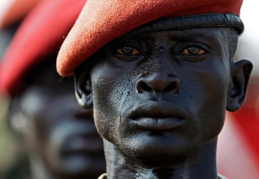 South Sudan Red Berets Stare Wallpaper