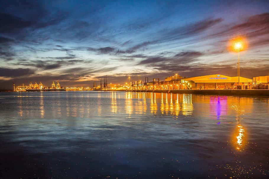 Southampton Docks Twilight Reflections Wallpaper